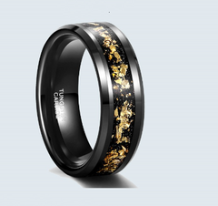 Wide Face 8mm Black Tungsten Ring for Unisex