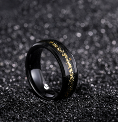 Wide Face 8mm Black Tungsten Ring for Unisex
