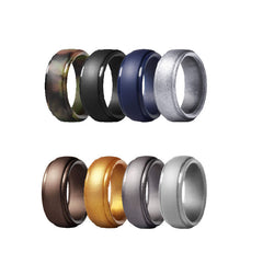 Men's Classic Silicone Ring Set - 8 Colors for Sports