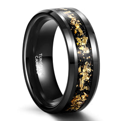 Wide Face 8mm Black Tungsten Ring for Unisex