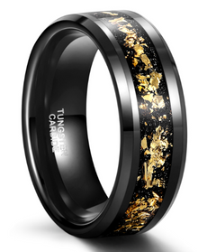 Wide Face 8mm Black Tungsten Ring for Unisex